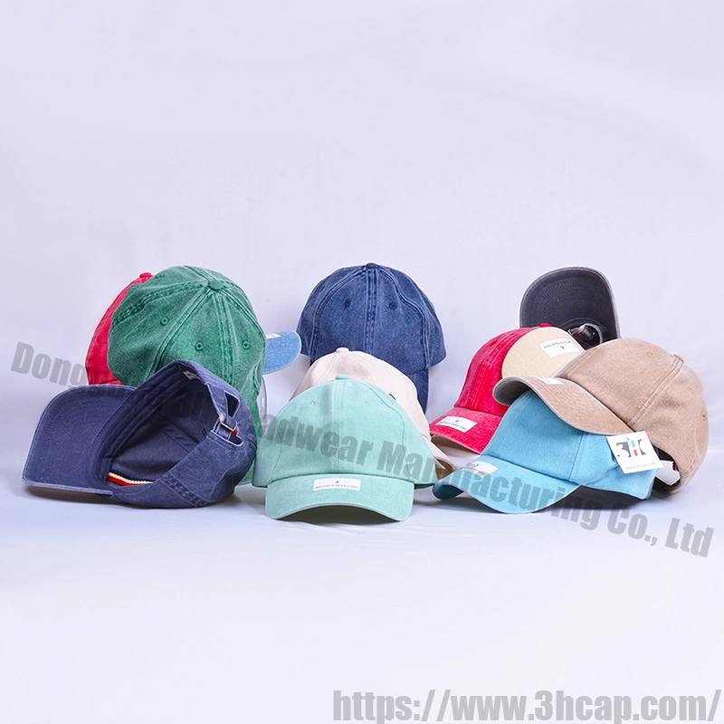 6 Panneau Réglable en Coton Vintage Uni Gorras Personnalisé Chapeaux de Baseball Lavés Non Structurés Casquettes de Père