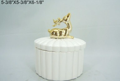 Polished Porcelain Deer Jewelry Box