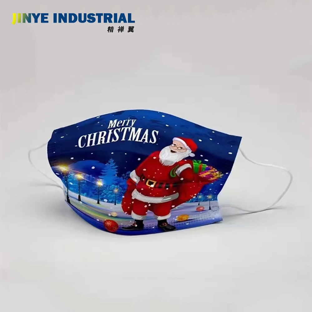 Christmas Mask with Meltblown Fabric Cartoon Print Disposable Christmas Mask