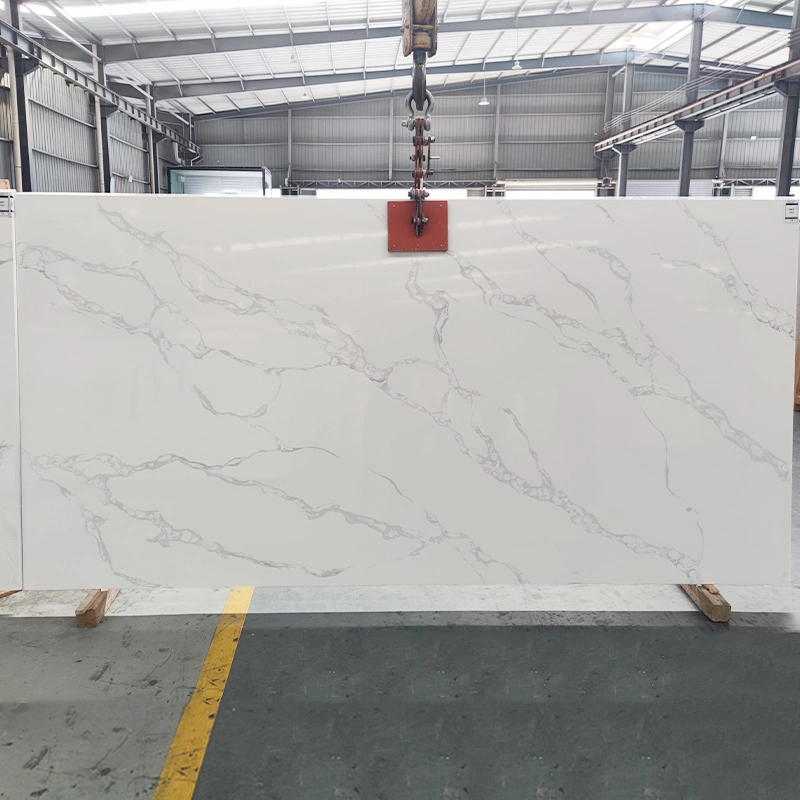 Artificial Stone Grey Veins Wholesale/Supplier Calacatta White Stone Slab Quartz Cabinet/Countertop/Vanity/Wall Tiles/Floor