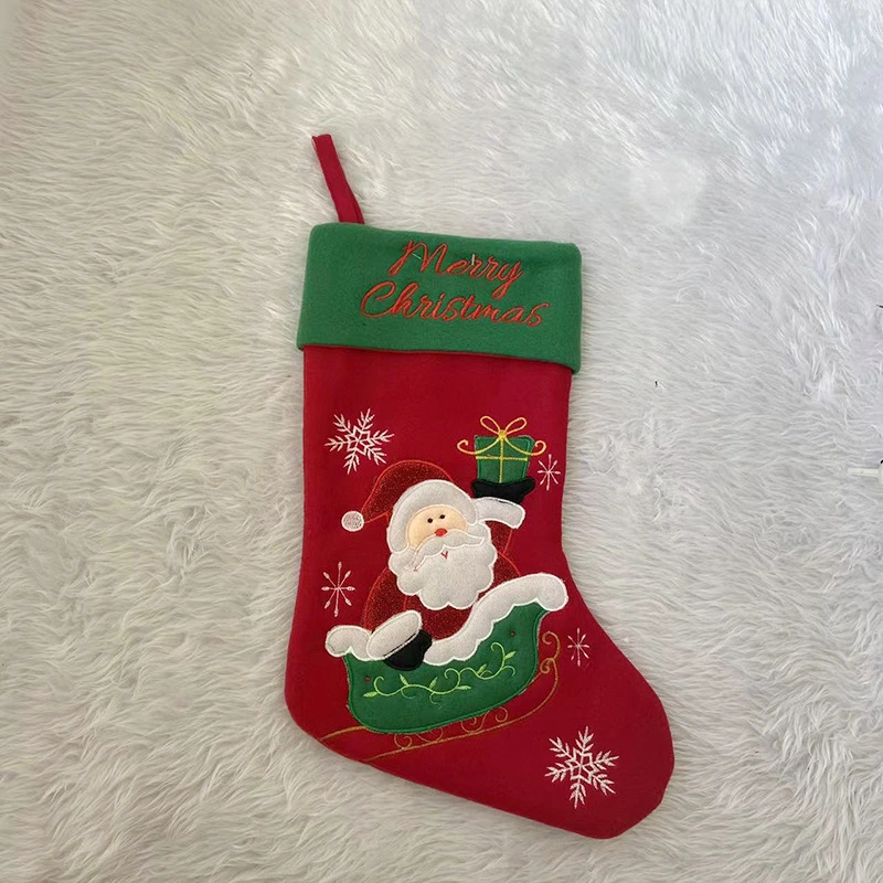 Cartoon Christmas Stocking Gift Christmas Snowman Pattern Christmas Decoration Pendant Gift