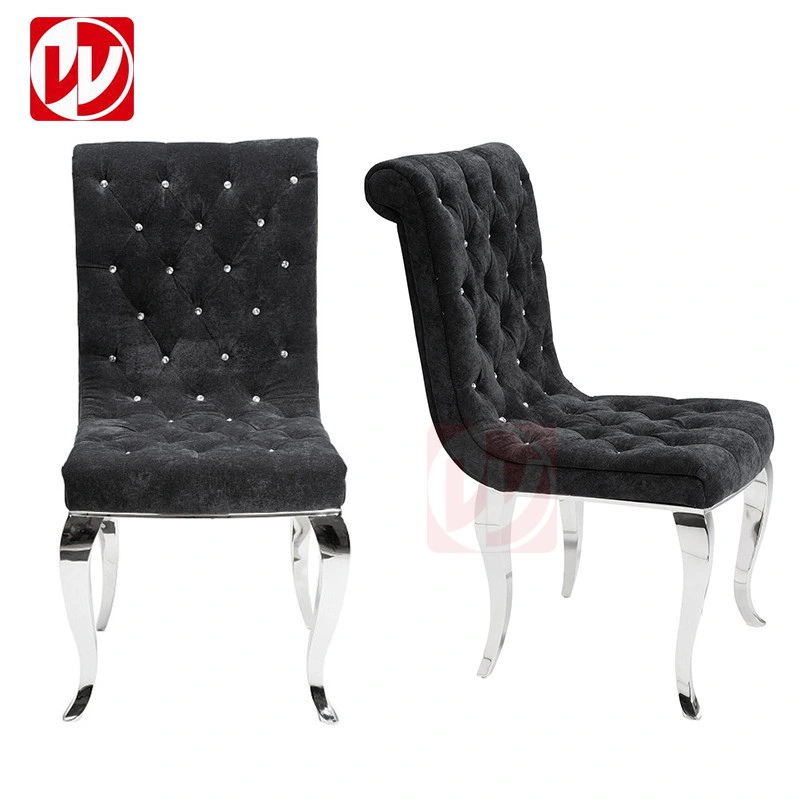 Luxury Modern Dining Chairs Nordic Velvet Sliver Stainless Steel Dining Room Chairs