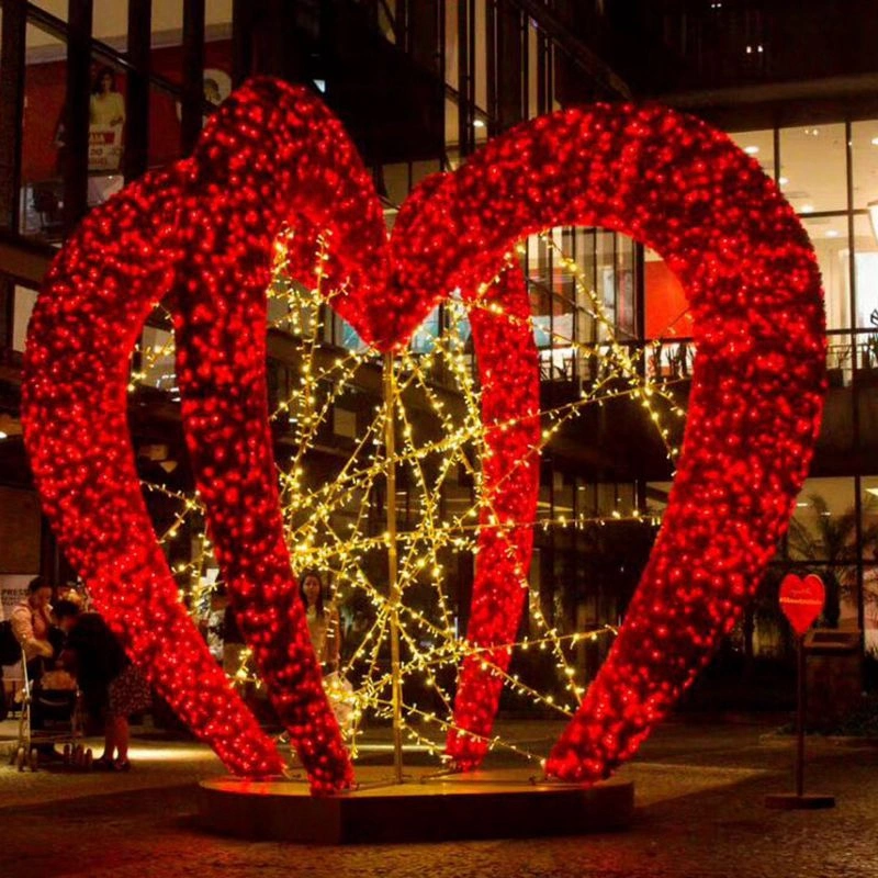 Outdoor 3D Giant Heart-Shaped Christmas Decor Arch Motif Light for Mall Park Decor