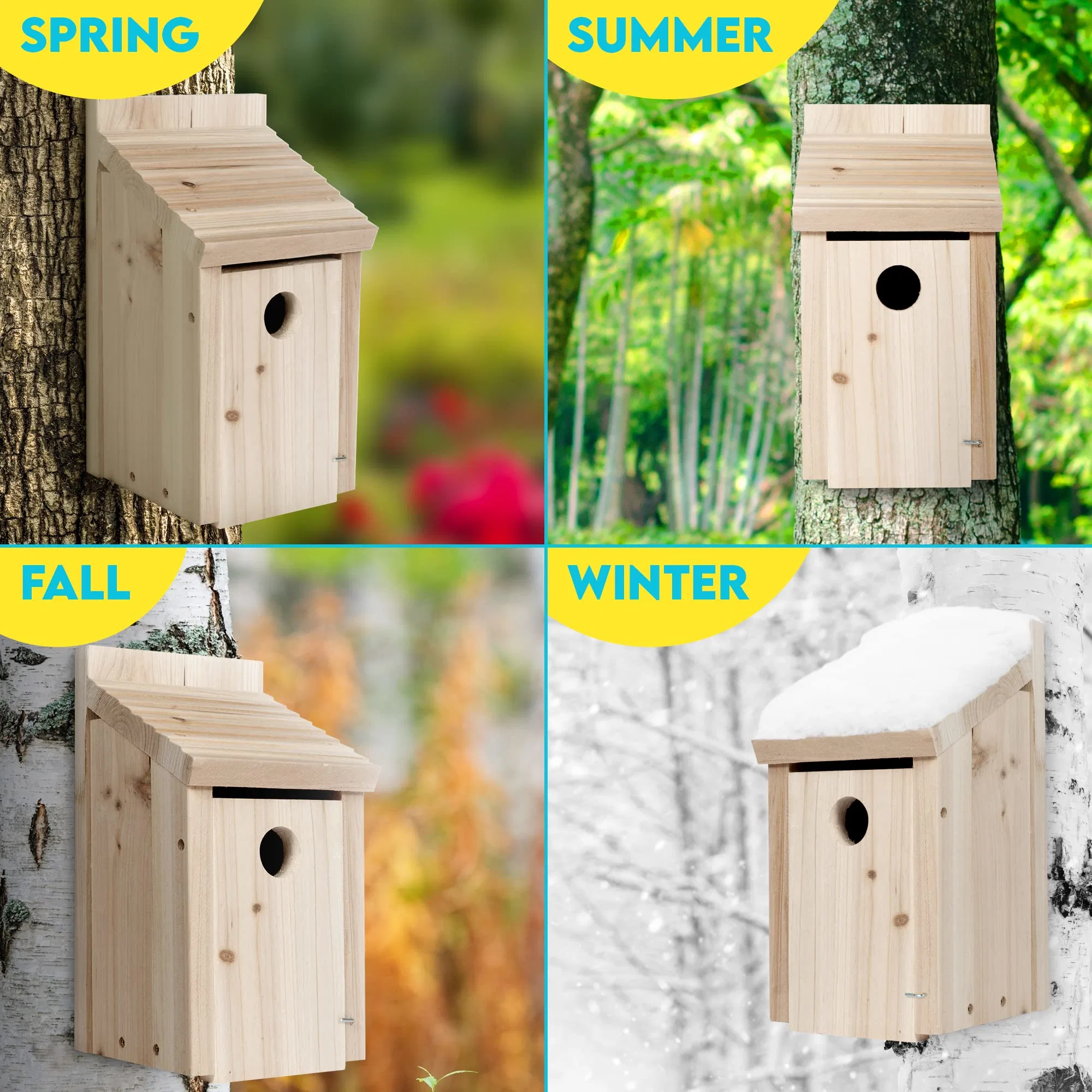 Bird Houses for Outside Cedar Bird Bluebird House with Secure Latch Fledgling Grooves