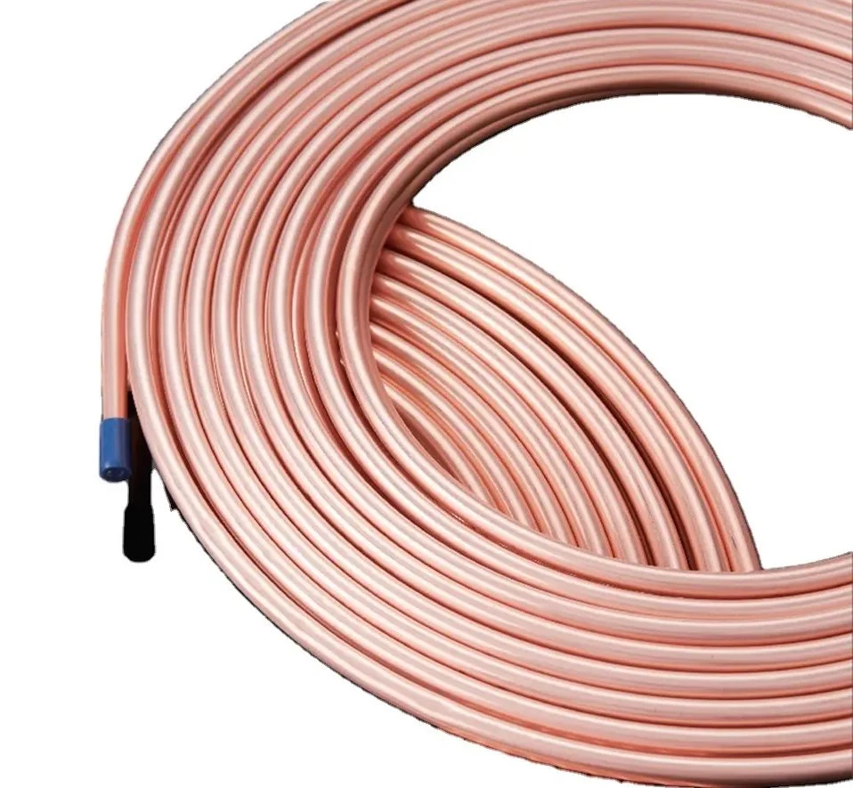 Copper Tubes/Pipes of 2024 3003 5052 5005 5083 6061 7075 15m Insulated 1/4'' 3/8'' Air Conditioner Pipes Fittings Pair Split Line Wire Set