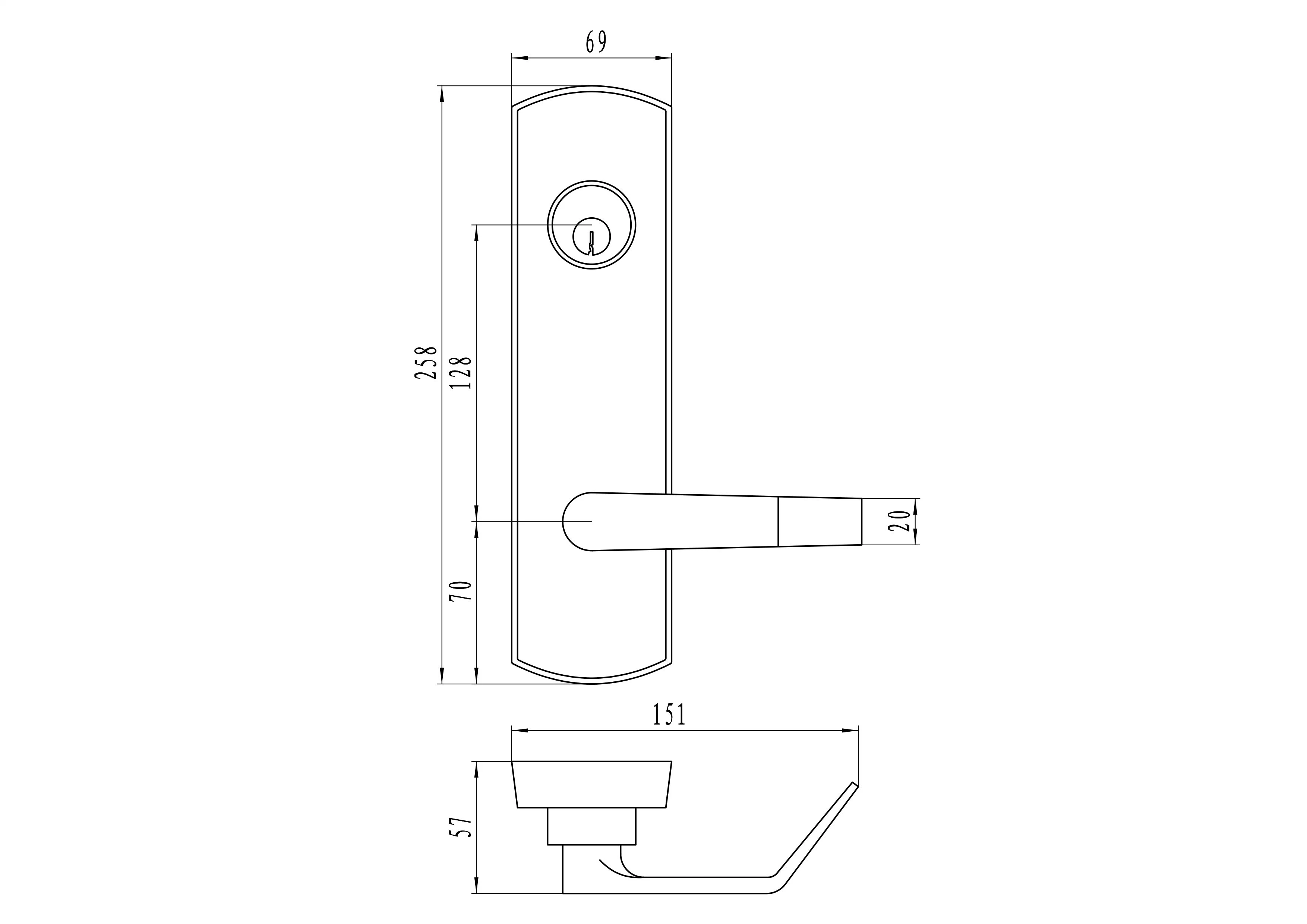 External Trim Outside Lever Handle for Panic Exit Device