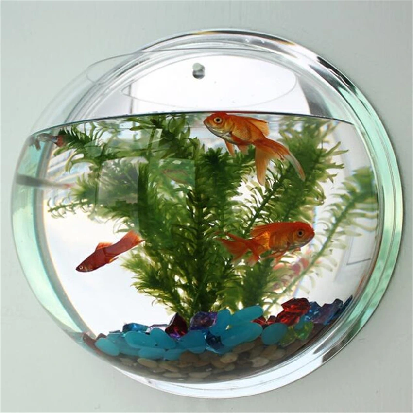 Klare Wand Montiert Fisch Tank Bowl Bubble Aquarium Hängend