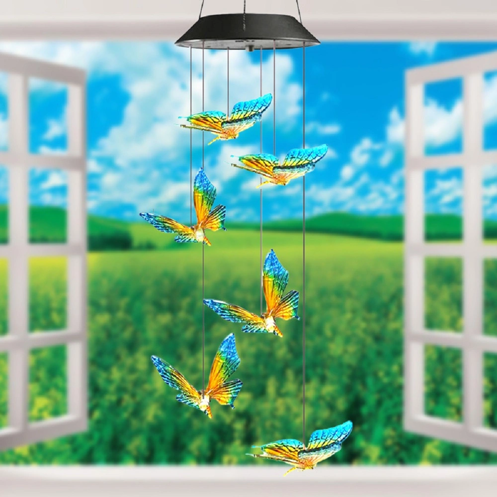 Butterfly Solar Wind Chime Light Color Changing Solar Chimes Outdoor Decoration Lights Wind Chime Solar Lamp Bl18493