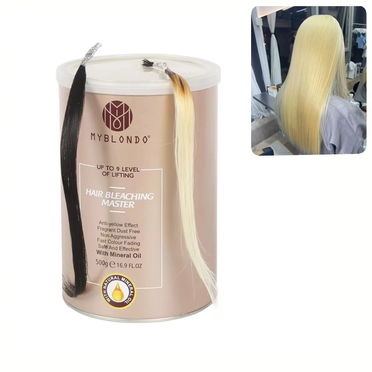 Marca privada polvo de amoníaco libre de Lightener Azul blanqueador profesional Cabello Polvo de blanqueo