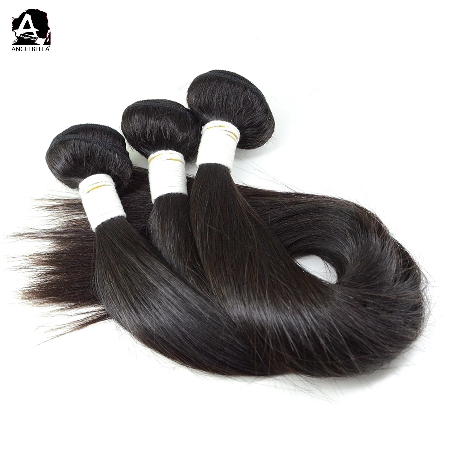 Angelbella virgen de Brasil Paquetes de Pelo de visón 1b# cabello negro natural tejido