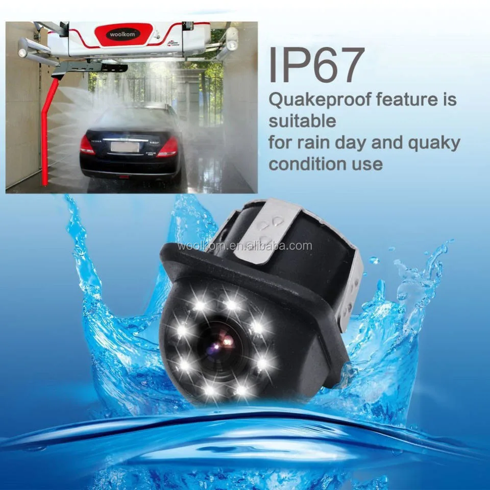 20mm Hole Drilling Side View Camera Side Mirror Mount Reverse Mirrored Image with No Parking Assistance Lines