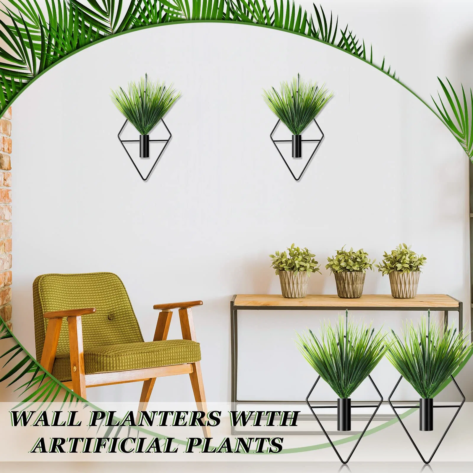 Black Wall Decor Wall Plants Boho Wall Art Modern Home Decor