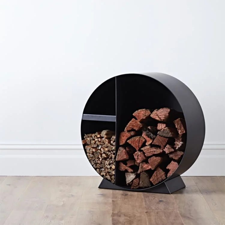 Corten Steel Round Corten Steel Wood Storage for Fireplace