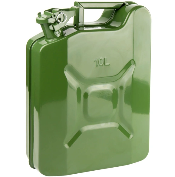 2.5 Gallon Jerry Can 10 Liter Gas Fuel Steel Tank Green Mil-Spec Nato Style Gerry Can