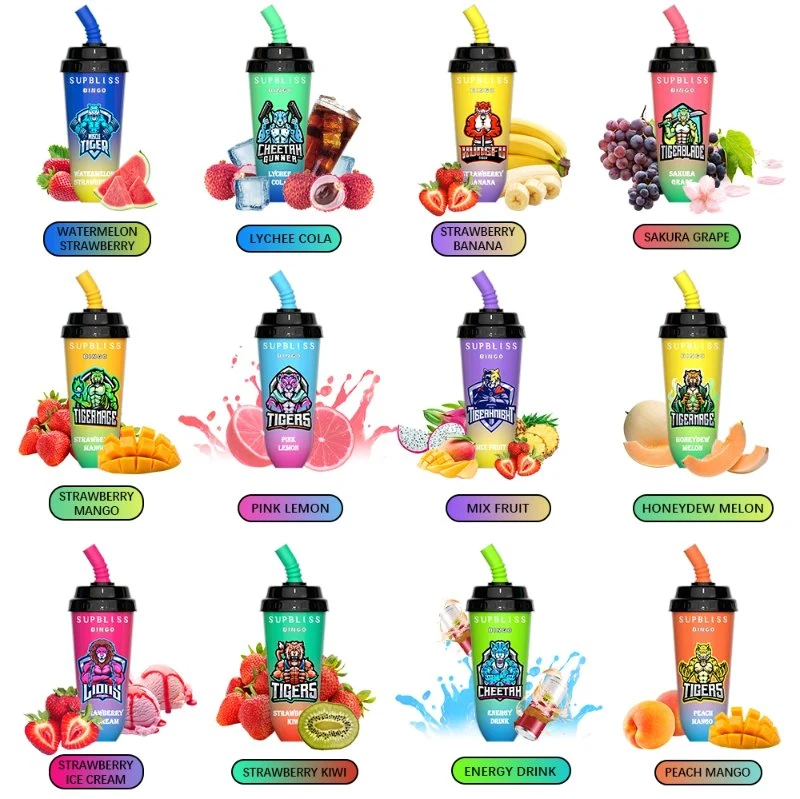 12 sabores e-CIG Randm Supbliss Bingp Vape 8000 Puffs Vaporizer Caneta de papel de Pape descartável, de 16 ml, 5% de nicotina