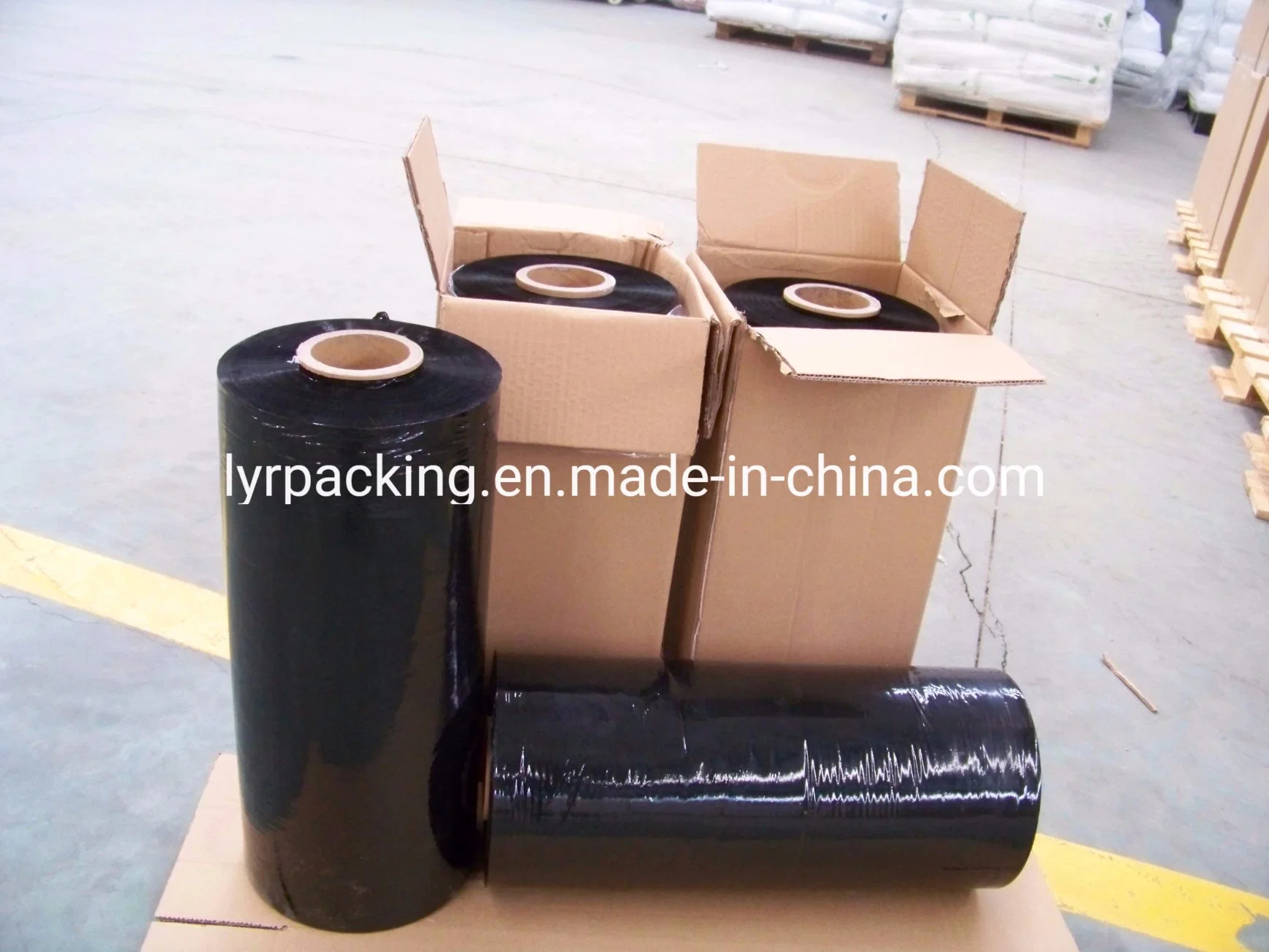 450mm 1500FT 17 Mic Plastic Shrink/ Wrap Black Stretch Film/Hand Wrap for Pallet Packing