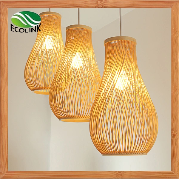 Three Pieces Countryside Style Decorative Pendant Lamp with Bamboo Lampshade