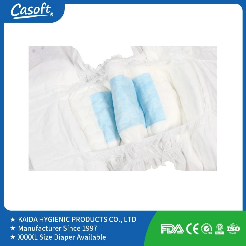 New Professional Medical Quick Dry Fluff Pulp Adult Diapers Incontinence White or Printed Casoft Adult Diaper with Velcro