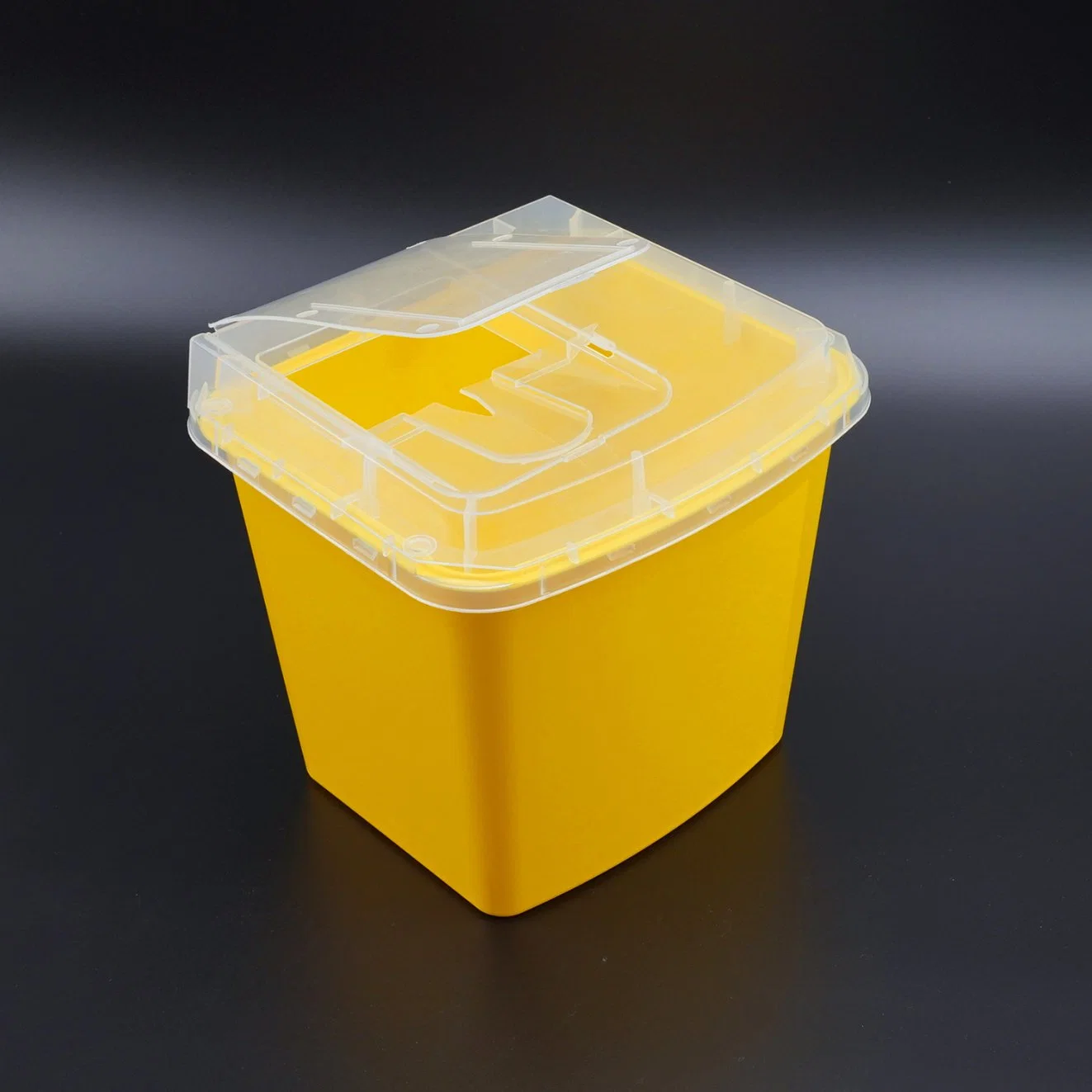 5L Medical Biohazard Waste Bin, Square Sharp Container with Floding Cap Type