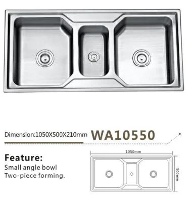 Top 5 de la cocina de acero inoxidable/cuarto de baño lavabos Triple Fabricante de 8"