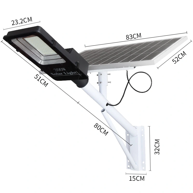 60 واط، 100 واط، 200 واط، 300 واط، مصباح الشارع المقاوم للمياه الشمسية، وتوجيه تقييد استخدام مواد خطرة معينة (RoHS) مصابيح LED منتجات منزلية لنظام الطاقة لتوفير الطاقة في الأماكن الخارجية مجس الأمن ضوء الحديقة
