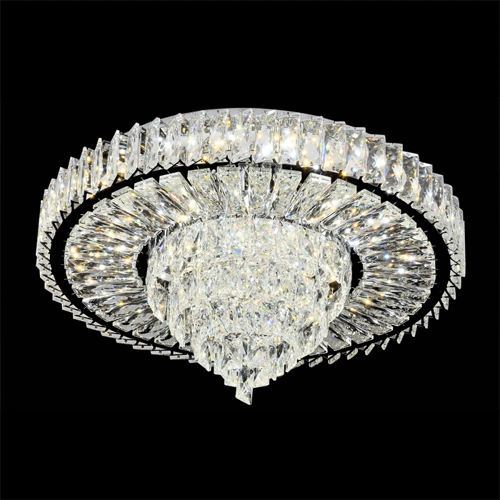 Crystal pendaison la lumière de la Chine de luxe personnalisées OEM de lustres de cristal de lumière au plafond de la télécommande maisons Cercle Bague Cristal d'éclairage LED moderne de lumière au plafond