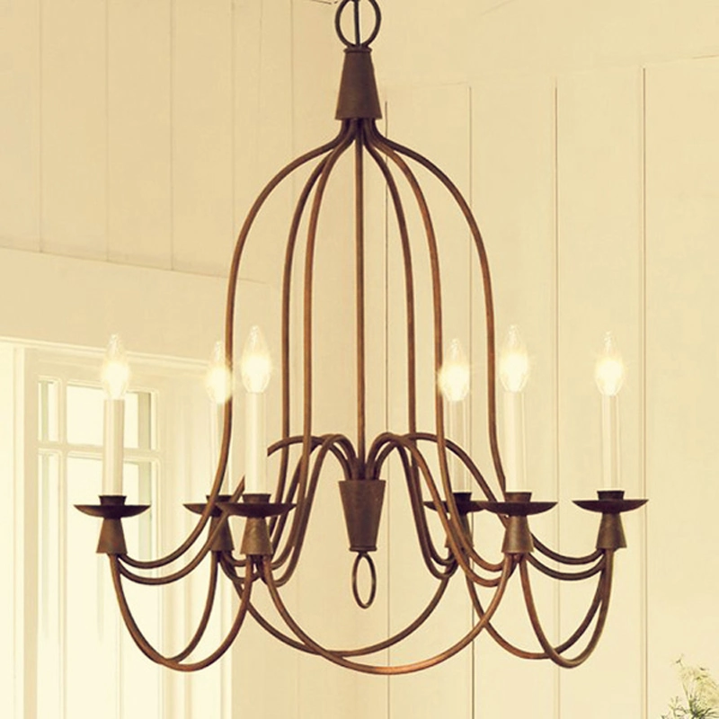 Country Metal Chandelier LED Retro Candle Chandeliers Vintage Loft Interior Lighting (WH-CI-164)