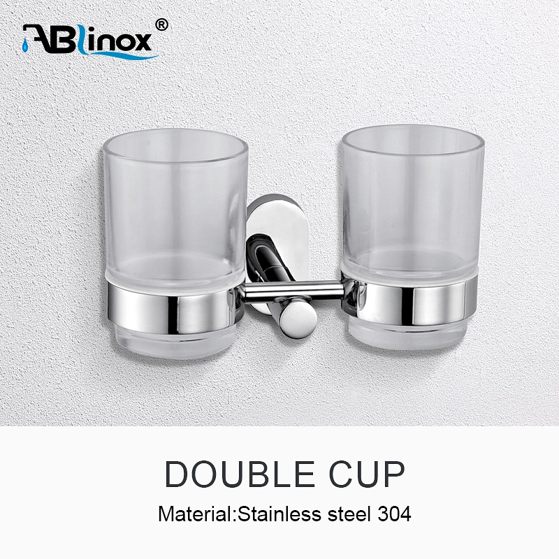 Hot Selling Stainless Steel Double Cup Wall Mounted Glass Tumbler Cup Holder