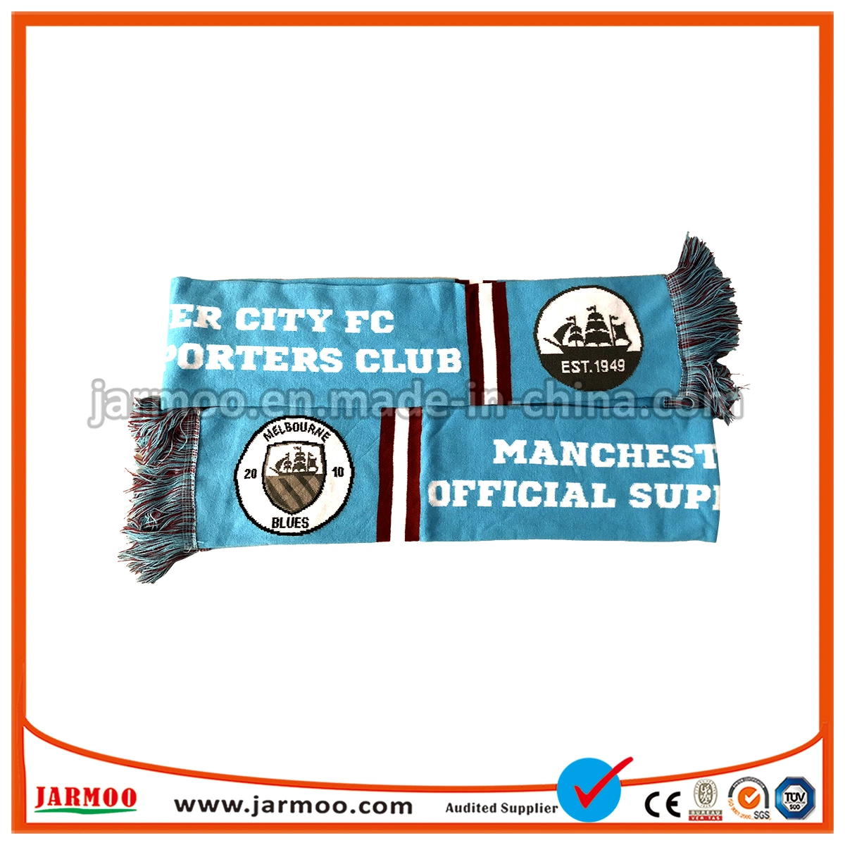 Manufacturers Custom Logo World Cup Acrylic Knitted Football Fan Scarf