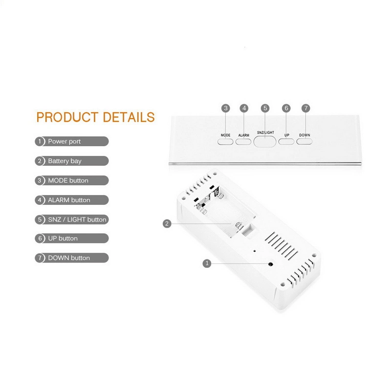 Smart large USB batterie rechargeable LCD Table d'alarme numérique Horloge