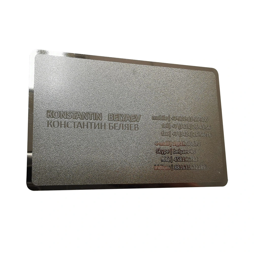 Customized Hollow-Carved Silvery Double Frosted Surface Metal Cards