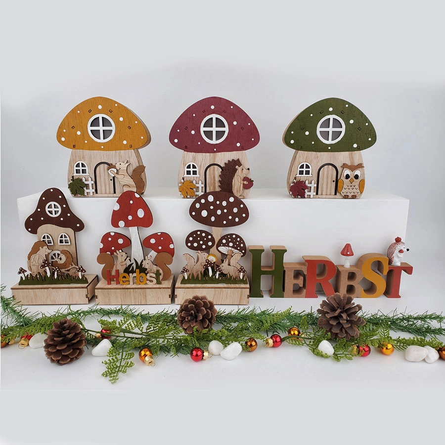 Customized Christmas Decoration New Luminous Santa Claus Snowman Wooden Ornaments Desktop Christmas Ornaments Decoration