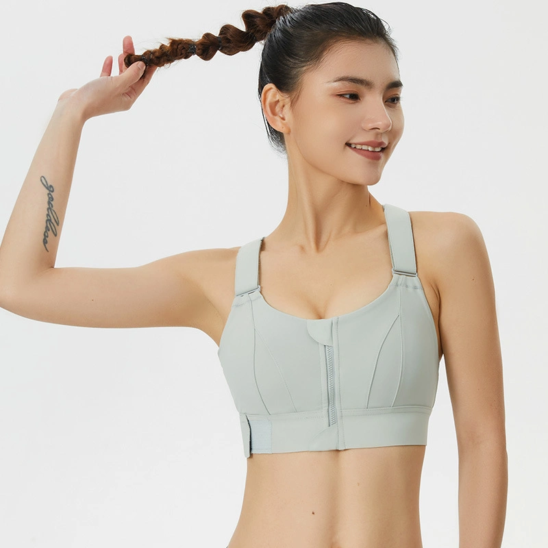 Women's High Strength Shock-Proof Push-up Running Yoga Vest Zipper Sports Bra