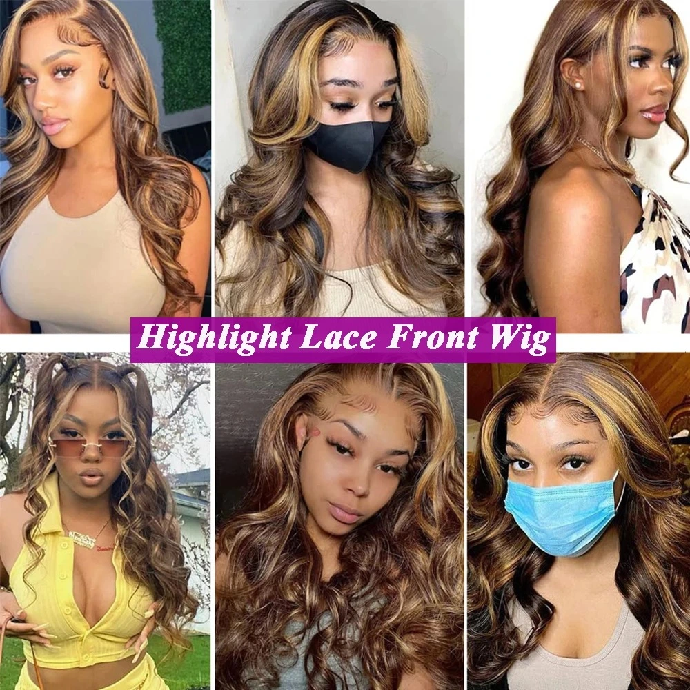 Wholesale/Supplier Highlight Full Lace Front Wig Piano Color Front Body Wave Long Curly 13*4 Human Hair Wig for Women