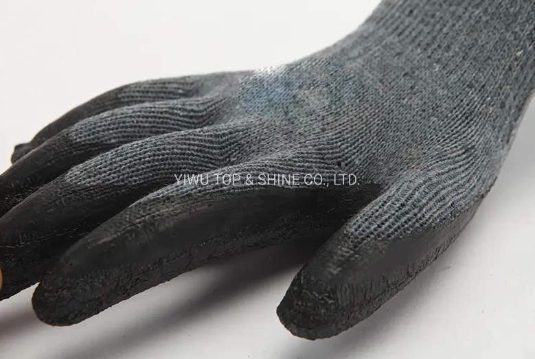 Cheap Grey Yarn Black Latex Rubber Coated Industrial Work Labor Safety Gloves