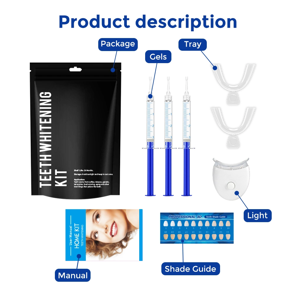 Glorysmile Luxury Home Use Teeth Whitening Kit 5 LED Light Device for Tooth Stain