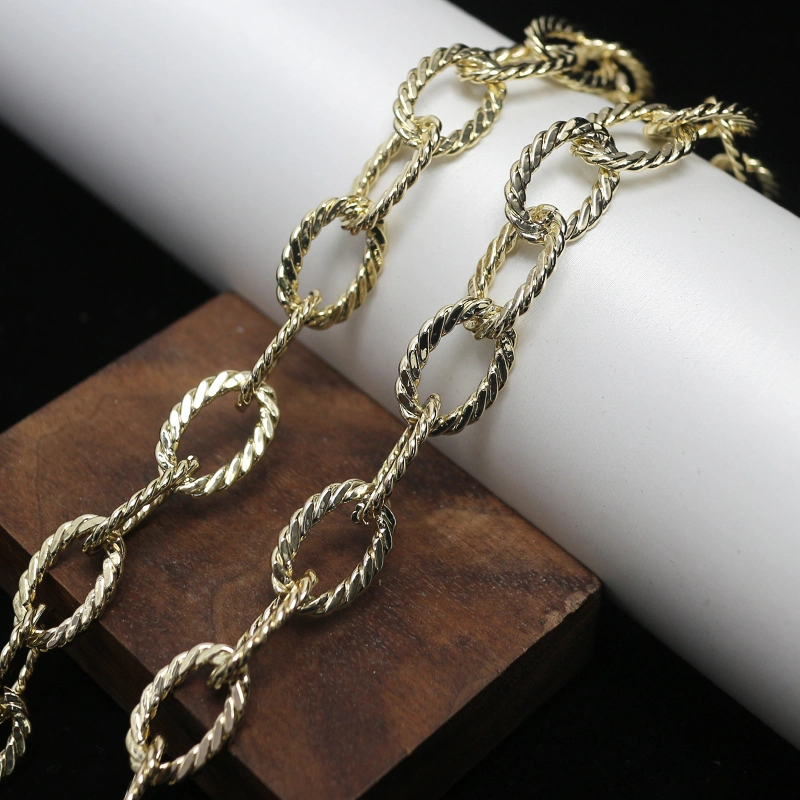 High quality/High cost performance  Gold Color Solid Brass Fashion Handbag Chain Metal Twisted Chain Handle T662