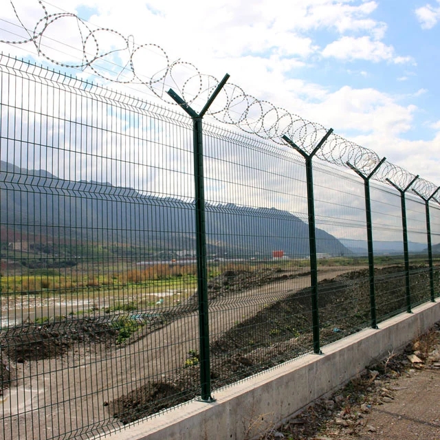 Wholesale High Quality PVC Powder Coated Green Welded 3D Wire V Mesh Security Fencing.