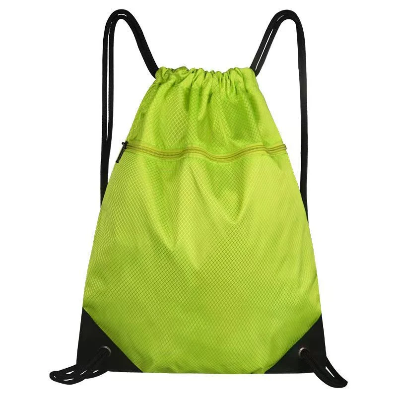 Turnbeutel mit Kordelzug Wasserdichter Rucksack mit außen, innen Zip-Taschen, Reflektierende Strings - Rucksack für Sport, PE, Schwimmen, Strand, Yoga, Reisen