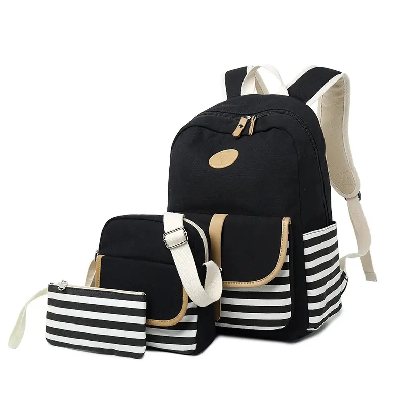 Schultasche Set aus Canvas Rucksack Back to School Bag Set