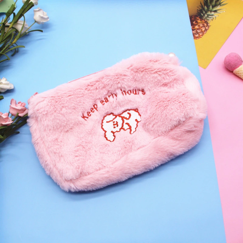 Nuevo sencillo y encantador Ins Fluffy Clouds Smiling Bear Wash Bolsa de almacenamiento de mano Bolsa cosmética