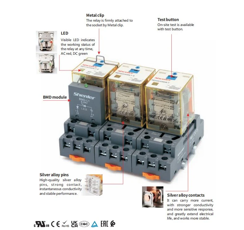 China heißer Verkauf Reh3co110lt Elektromagnetische Leistungsrelais 3 Pole 16A 24Vdc LED-Testtaste