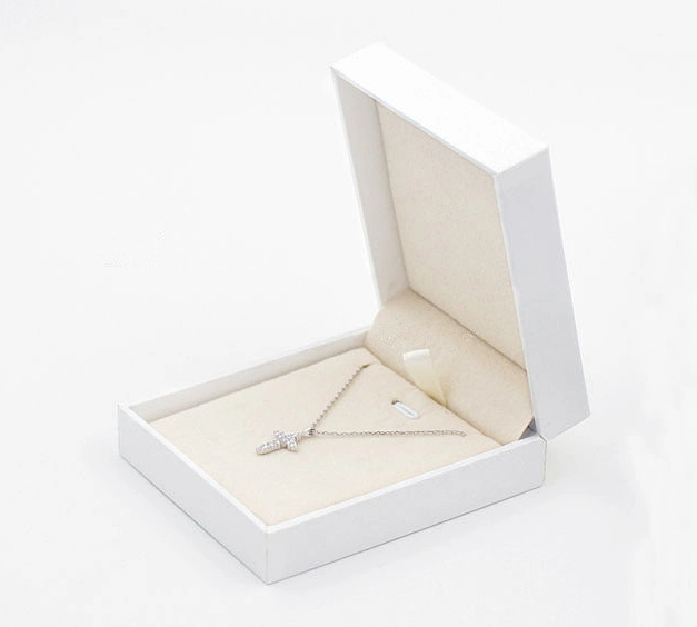 White Latherette Paper Jewellery Box Right Angle High Cness Composite السلع النقدية المادية
