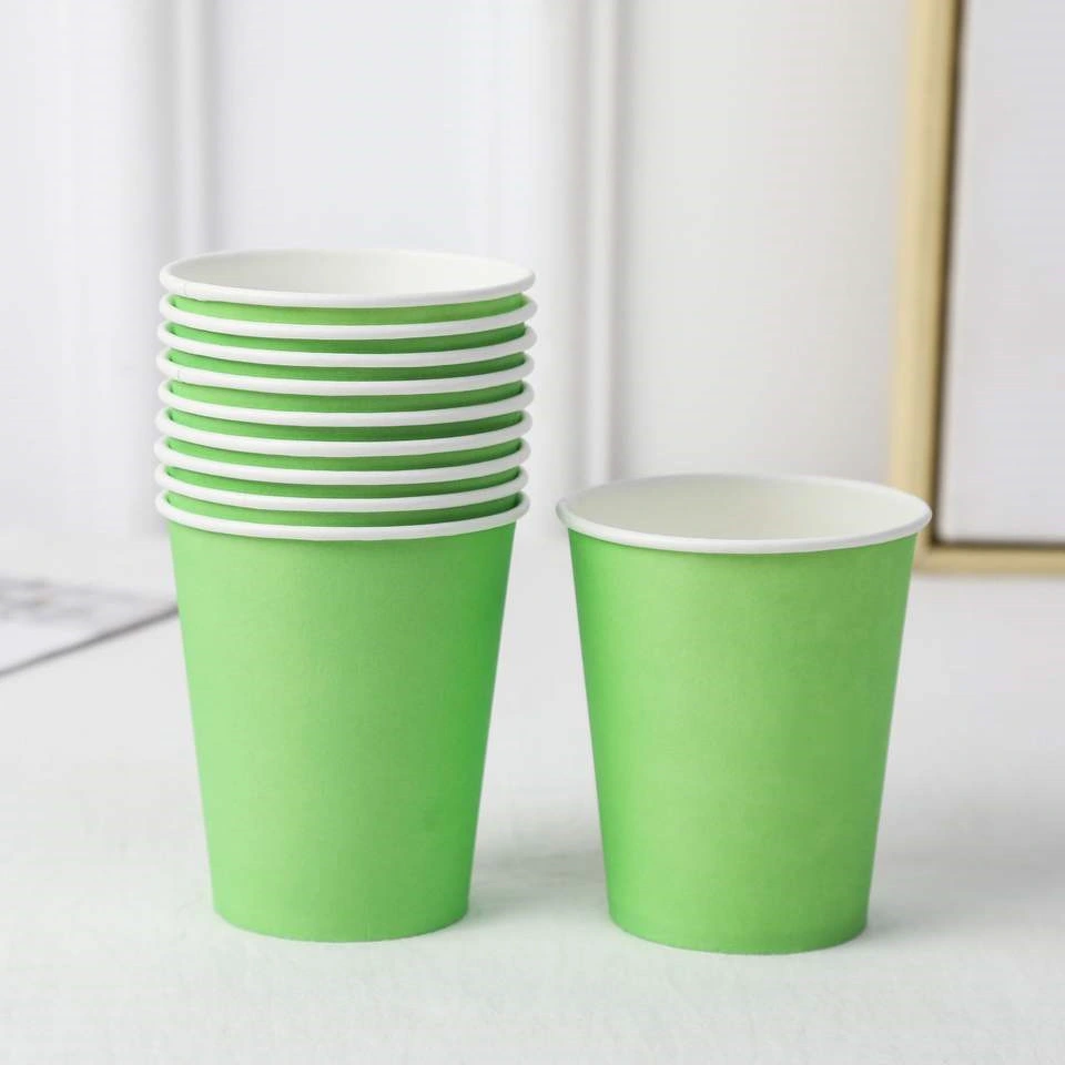 9oz compostable desechable color Airline taza de café papel niños DIY Copa de papel caliente de fiesta hecha a mano