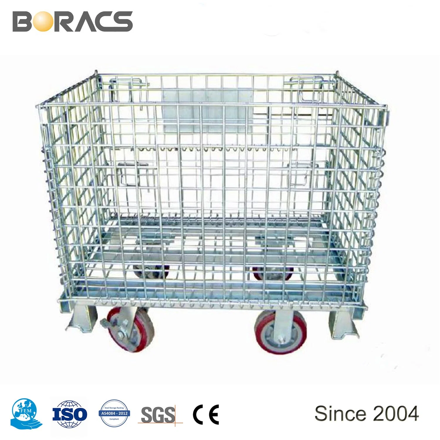 High Capacity Rigid Foldable Lockable Welded Stackable Collapsible Metal Steel Wire Mesh Storage Containers