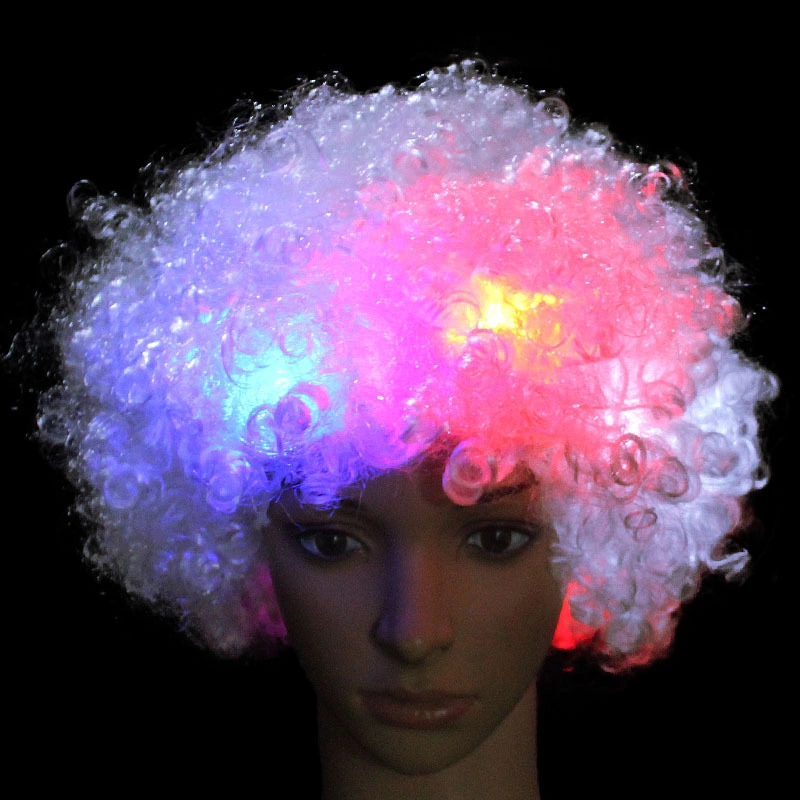 Light up Blue Afro Wig with Flashing LEDs