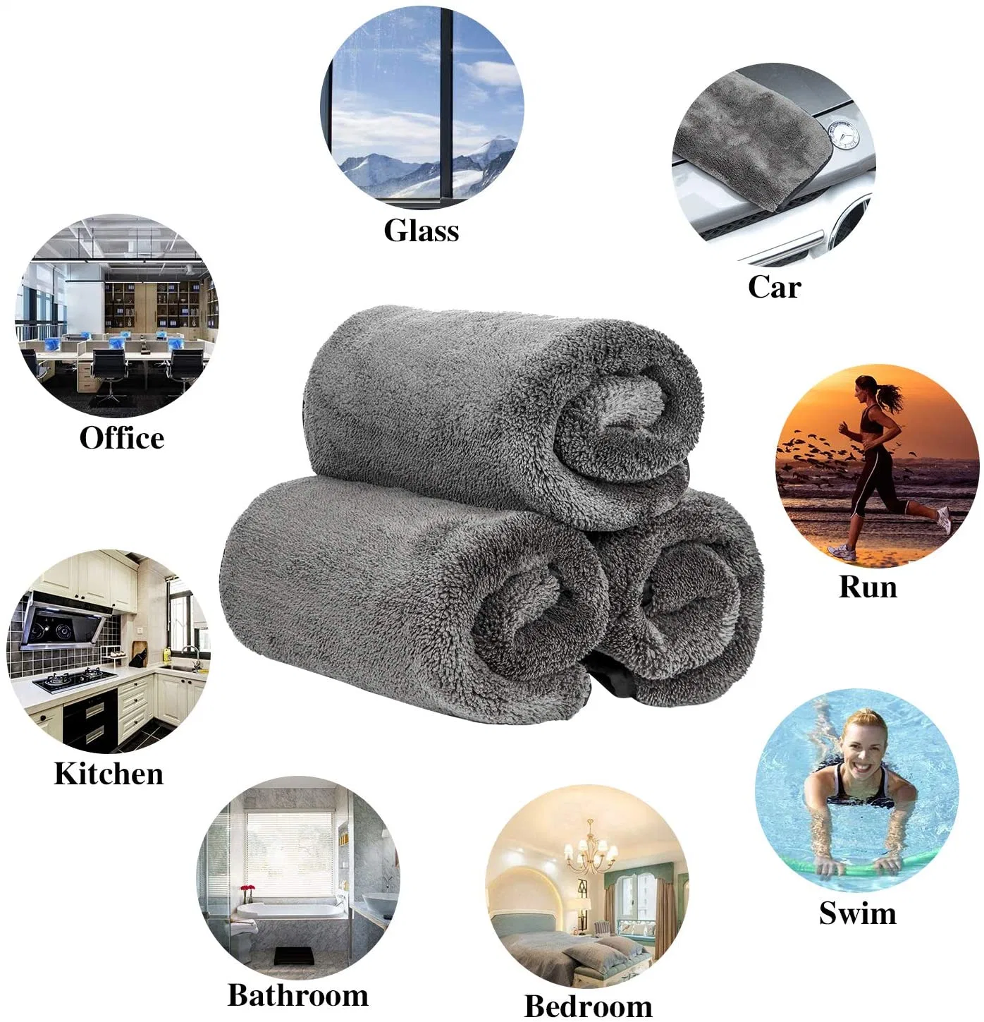 S-XL Size Customized Drying Car Wash Microfiber Towel Cleaning Cloth