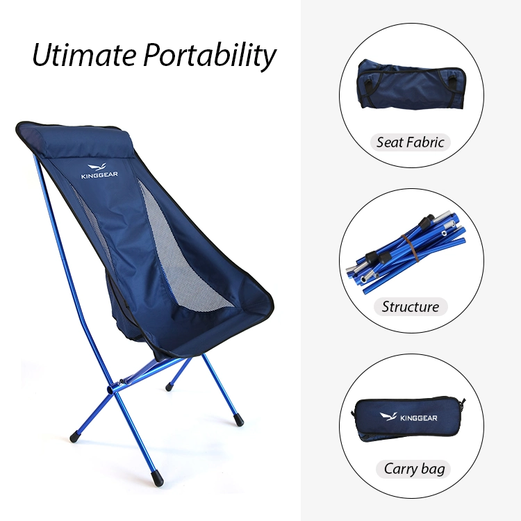 Custom Outdoor Highback Folding High Back Folding Camping Camouflage Chair Blue