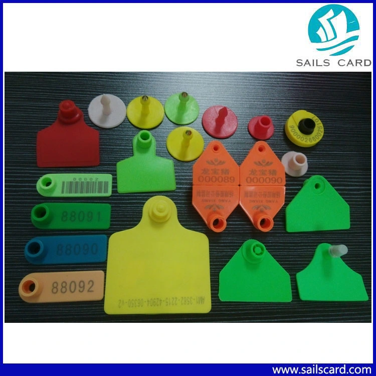 Different Color/Size Ear Tag with Barcode/Qr Code/Serial No. /Logo/Name Printing/RFID Chip