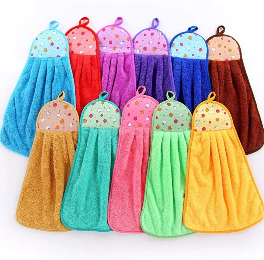 Creative New Absorbent Coral Velvet Hanging Hooked Towel Cartoon Rag Kitchen Towel Directly Supplied by Home Accessories Manufacturers